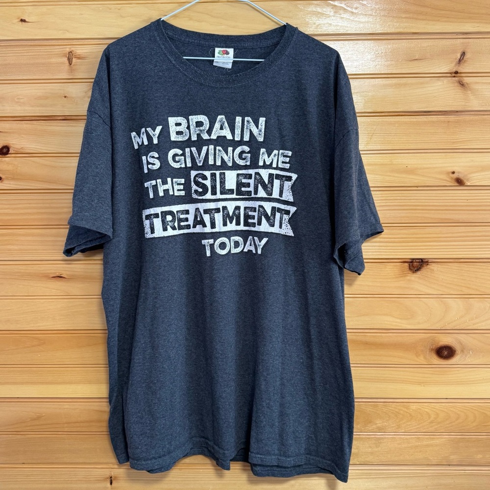 Funny Quote Fruit of the Loom Gray Graphic T-Shirt XXL